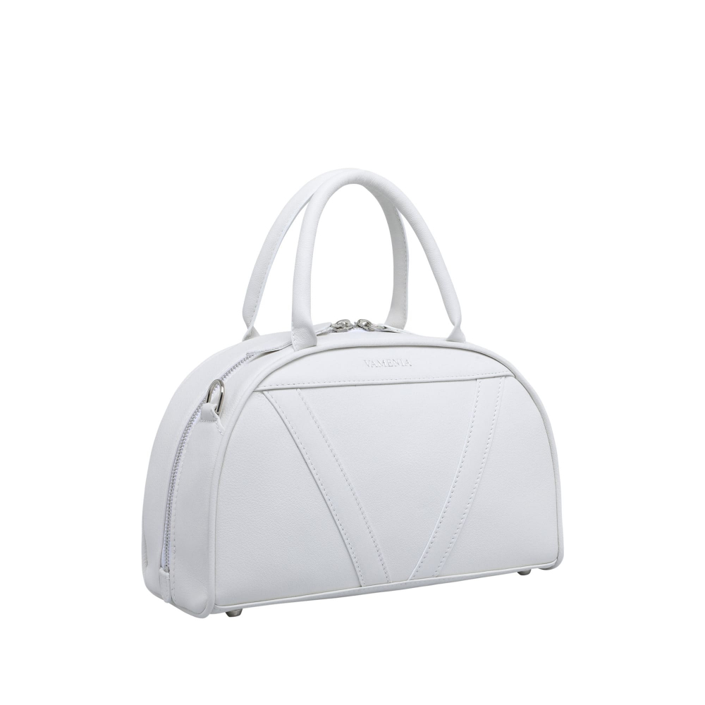 Small crossbody bag made of white nappa leather